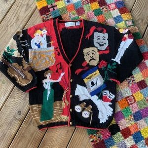 Vintage 90s Theater Cardigan Sweater-Drama Club
